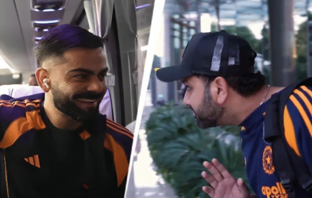 Rohit Sharma Greets Virat Kohli with a Salute, Shares a Warm Hug in Team Bus: A Moment That Melted Fans’ Hearts